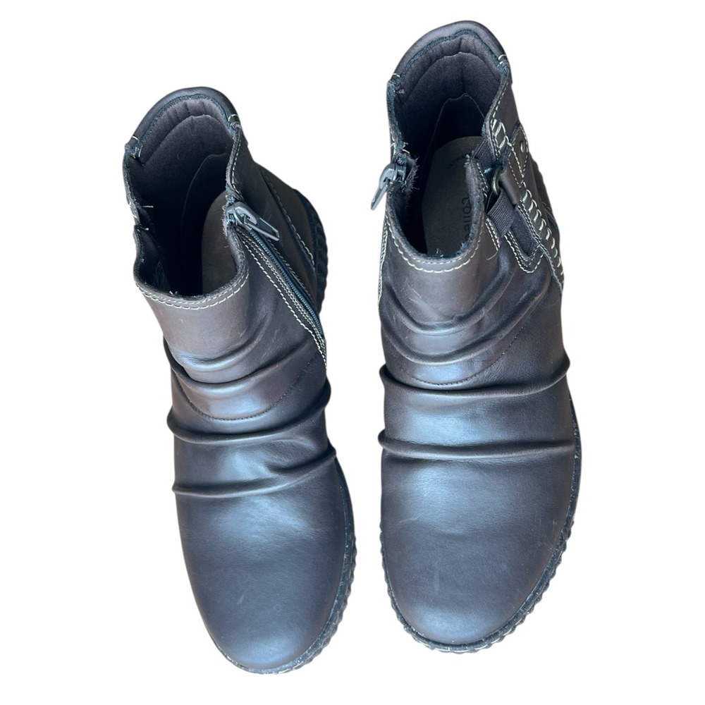 Clarks Collection Brown Leather‎ Comfort Ankle Boots Zip Booties Size 8.5